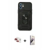 MARSİLYAN™- iPhone 11 Kılıf Ahenk Klasik - Siyah Bilvis 3D Mat Cam Ekran Koruyucu + Pers Alüminyum Kamera Lens - KI