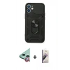 MARSİLYAN™- iPhone 11 Kılıf Ahenk Klasik - Siyah Bilvis 3D Mat Cam Ekran Koruyucu + Raze Metal Kamera Lens - KI