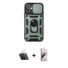MARSİLYAN™- iPhone 11 Kılıf Ahenk Klasik - Siyah Bilvis 3D Mat Cam Ekran Koruyucu + Kamera Lens Koruma Cam - SF