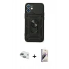 MARSİLYAN™- iPhone 11 Kılıf Ahenk Klasik - Siyah Bilvis 3D Mat Cam Ekran Koruyucu + Pers Alüminyum Kamera Lens - YL
