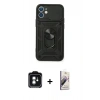 MARSİLYAN™- iPhone 11 Kılıf Ahenk Klasik - Siyah Bilvis 3D Mat Cam Ekran Koruyucu + PVD Metal Kamera Lens - YL
