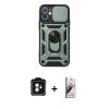 MARSİLYAN™- iPhone 11 Kılıf Ahenk Klasik - Siyah Bilvis 3D Mat Cam Ekran Koruyucu + PVD Metal Kamera Lens - YL