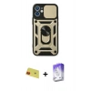 MARSİLYAN™- iPhone 11 Kılıf Ahenk Klasik - Siyah Bilvis 5in1 3D Magic Cam Ekran Koruyucu + Rainbow Kamera Lens Koruma Cam - KI