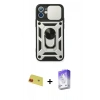MARSİLYAN™- iPhone 11 Kılıf Ahenk Klasik - Siyah Bilvis 5in1 3D Magic Cam Ekran Koruyucu + Rainbow Kamera Lens Koruma Cam - KI