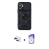 MARSİLYAN™- iPhone 11 Kılıf Ahenk Klasik - Siyah Bilvis 5in1 3D Magic Cam Ekran Koruyucu + Pers Alüminyum Kamera Lens - LT