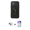 MARSİLYAN™- iPhone 11 Kılıf Ahenk Klasik - Siyah Bilvis 5in1 3D Magic Cam Ekran Koruyucu + Pers Alüminyum Kamera Lens - LT