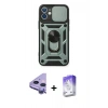 MARSİLYAN™- iPhone 11 Kılıf Ahenk Klasik - Siyah Bilvis 5in1 3D Magic Cam Ekran Koruyucu + Raze Metal Kamera Lens - MR