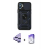 MARSİLYAN™- iPhone 11 Kılıf Ahenk Klasik - Siyah Bilvis 5in1 3D Magic Cam Ekran Koruyucu + Raze Metal Kamera Lens - MR