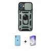 MARSİLYAN™- iPhone 11 Kılıf Ahenk Klasik - Siyah Bilvis 5in1 3D Magic Cam Ekran Koruyucu + Neon Fosforlu Kamera Lens - YL