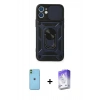 MARSİLYAN™- iPhone 11 Kılıf Ahenk Klasik - Siyah Bilvis 5in1 3D Magic Cam Ekran Koruyucu + Neon Fosforlu Kamera Lens - YL