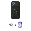 MARSİLYAN™- iPhone 11 Kılıf Ahenk Klasik - Siyah Bilvis 5in1 3D Magic Cam Ekran Koruyucu + Pers Alüminyum Kamera Lens - YL