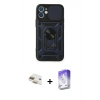 MARSİLYAN™- iPhone 11 Kılıf Ahenk Klasik - Siyah Bilvis 5in1 3D Magic Cam Ekran Koruyucu + Pers Alüminyum Kamera Lens - GD