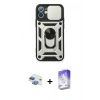 MARSİLYAN™- iPhone 11 Kılıf Ahenk Klasik - Siyah Bilvis 5in1 3D Magic Cam Ekran Koruyucu + Pers Alüminyum Kamera Lens - GI