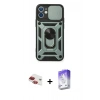 MARSİLYAN™- iPhone 11 Kılıf Ahenk Klasik - Siyah Bilvis 5in1 3D Magic Cam Ekran Koruyucu + Pers Alüminyum Kamera Lens - KI