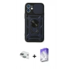 MARSİLYAN™- iPhone 11 Kılıf Ahenk Klasik - Siyah Bilvis 5in1 3D Magic Cam Ekran Koruyucu + Pers Alüminyum Kamera Lens - YL
