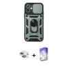 MARSİLYAN™- iPhone 11 Kılıf Ahenk Klasik - Siyah Bilvis 5in1 3D Magic Cam Ekran Koruyucu + Pers Alüminyum Kamera Lens - GI