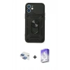 MARSİLYAN™- iPhone 11 Kılıf Ahenk Klasik - Siyah Bilvis 5in1 3D Magic Cam Ekran Koruyucu + Pers Alüminyum Kamera Lens - GI