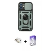 MARSİLYAN™- iPhone 11 Kılıf Ahenk Klasik - Siyah Bilvis 5in1 3D Magic Cam Ekran Koruyucu + Pers Alüminyum Kamera Lens - GD