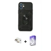 MARSİLYAN™- iPhone 11 Kılıf Ahenk Klasik - Siyah Bilvis 5in1 3D Magic Cam Ekran Koruyucu + Pers Alüminyum Kamera Lens - GD