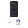 MARSİLYAN™- iPhone 11 Kılıf Ahenk Klasik - Siyah Bilvis 5in1 3D Magic Cam Ekran Koruyucu + Renkli Kamera Lens Koruma Cam - SI