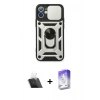 MARSİLYAN™- iPhone 11 Kılıf Ahenk Klasik - Siyah Bilvis 5in1 3D Magic Cam Ekran Koruyucu + Kamera Lens Koruma Cam - SF