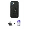 MARSİLYAN™- iPhone 11 Kılıf Ahenk Klasik - Siyah Bilvis 5in1 3D Magic Cam Ekran Koruyucu + Kamera Lens Koruma Cam - SF
