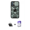MARSİLYAN™- iPhone 11 Kılıf Ahenk Klasik - Siyah Bilvis 5in1 3D Magic Cam Ekran Koruyucu + Kamera Lens Koruma Cam - SF