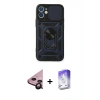 MARSİLYAN™- iPhone 11 Kılıf Ahenk Klasik - Siyah Bilvis 5in1 3D Magic Cam Ekran Koruyucu + Raze Metal Kamera Lens - SH