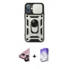 MARSİLYAN™- iPhone 11 Kılıf Ahenk Klasik - Siyah Bilvis 5in1 3D Magic Cam Ekran Koruyucu + Raze Metal Kamera Lens - SH