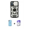 MARSİLYAN™- iPhone 11 Kılıf Ahenk Klasik - Siyah Bilvis 5in1 3D Magic Cam Ekran Koruyucu + Neon Fosforlu Kamera Lens - TU