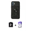 MARSİLYAN™- iPhone 11 Kılıf Ahenk Klasik - Siyah Bilvis 5in1 3D Magic Cam Ekran Koruyucu + PVD Metal Kamera Lens - TU