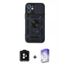 MARSİLYAN™- iPhone 11 Kılıf Ahenk Klasik - Siyah Bilvis 5in1 3D Magic Cam Ekran Koruyucu + PVD Metal Kamera Lens - TU