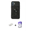 MARSİLYAN™- iPhone 11 Kılıf Ahenk Klasik - Siyah Bilvis 5in1 3D Magic Cam Ekran Koruyucu + Renkli Kamera Lens Koruma Cam - YL