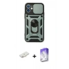 MARSİLYAN™- iPhone 11 Kılıf Ahenk Klasik - Siyah Bilvis 5in1 3D Magic Cam Ekran Koruyucu + Renkli Kamera Lens Koruma Cam - YL