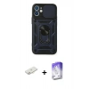 MARSİLYAN™- iPhone 11 Kılıf Ahenk Klasik - Siyah Bilvis 5in1 3D Magic Cam Ekran Koruyucu + Renkli Kamera Lens Koruma Cam - YL