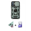 MARSİLYAN™- iPhone 11 Kılıf Ahenk Klasik - Siyah Bilvis 5in1 5D Magic Hayalet Cam Ekran Koruyucu + Raze Metal Kamera Lens - KI