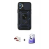 MARSİLYAN™- iPhone 11 Kılıf Ahenk Klasik - Siyah Bilvis 5in1 5D Magic Hayalet Cam Ekran Koruyucu + Pers Alüminyum Kamera Lens - KI
