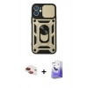 MARSİLYAN™- iPhone 11 Kılıf Ahenk Klasik - Siyah Bilvis 5in1 5D Magic Hayalet Cam Ekran Koruyucu + Pers Alüminyum Kamera Lens - KI