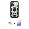 MARSİLYAN™- iPhone 11 Kılıf Ahenk Klasik - Siyah Bilvis 5in1 5D Magic Hayalet Cam Ekran Koruyucu + Pers Alüminyum Kamera Lens - KI