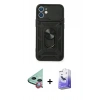 MARSİLYAN™- iPhone 11 Kılıf Ahenk Klasik - Siyah Bilvis 5in1 5D Magic Hayalet Cam Ekran Koruyucu + Raze Metal Kamera Lens - KI