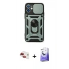 MARSİLYAN™- iPhone 11 Kılıf Ahenk Klasik - Siyah Bilvis 5in1 5D Magic Hayalet Cam Ekran Koruyucu + Pers Alüminyum Kamera Lens - KI