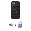 MARSİLYAN™- iPhone 11 Kılıf Ahenk Klasik - Siyah Bilvis 5in1 5D Magic Hayalet Cam Ekran Koruyucu + Pers Alüminyum Kamera Lens - LT