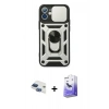 MARSİLYAN™- iPhone 11 Kılıf Ahenk Klasik - Siyah Bilvis 5in1 5D Magic Hayalet Cam Ekran Koruyucu + Pers Alüminyum Kamera Lens - LT