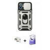 MARSİLYAN™- iPhone 11 Kılıf Ahenk Klasik - Siyah Bilvis 5in1 5D Magic Hayalet Cam Ekran Koruyucu + Pers Alüminyum Kamera Lens - GD