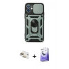 MARSİLYAN™- iPhone 11 Kılıf Ahenk Klasik - Siyah Bilvis 5in1 5D Magic Hayalet Cam Ekran Koruyucu + Pers Alüminyum Kamera Lens - GD