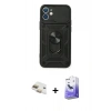 MARSİLYAN™- iPhone 11 Kılıf Ahenk Klasik - Siyah Bilvis 5in1 5D Magic Hayalet Cam Ekran Koruyucu + Pers Alüminyum Kamera Lens - GD