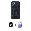 MARSİLYAN™- iPhone 11 Kılıf Ahenk Klasik - Siyah Bilvis 5in1 5D Magic Hayalet Cam Ekran Koruyucu + PVD Metal Kamera Lens - YL