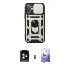 MARSİLYAN™- iPhone 11 Kılıf Ahenk Klasik - Siyah Bilvis 5in1 5D Magic Hayalet Cam Ekran Koruyucu + PVD Metal Kamera Lens - YL