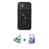 MARSİLYAN™- iPhone 11 Kılıf Ahenk Klasik - Siyah Bilvis 5in1 5D Magic Hayalet Cam Ekran Koruyucu + Raze Metal Kamera Lens - MI