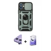 MARSİLYAN™- iPhone 11 Kılıf Ahenk Klasik - Siyah Bilvis 5in1 5D Magic Hayalet Cam Ekran Koruyucu + Raze Metal Kamera Lens - MR